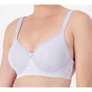 Breezies Floral Stripe Seamless Wirefree T-Shirt Bra Wisteria Blue 38DDD A478505